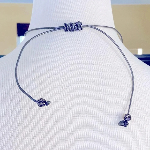 Marlyn Schiff Adjustable Cord Sparkle Charm Choker Necklace - Picture 3 of 5